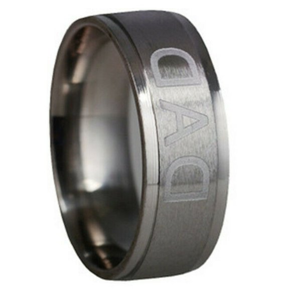 Men's Stainless Steel Brushed Dad Ring - Picture 1 of 2